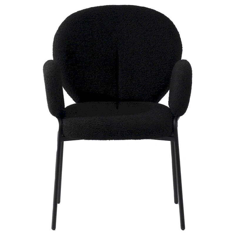 Ensemble de 2 chaises de salle à manger en fer recouvertes de tissu Celestial Boucle par LeisureMod-33