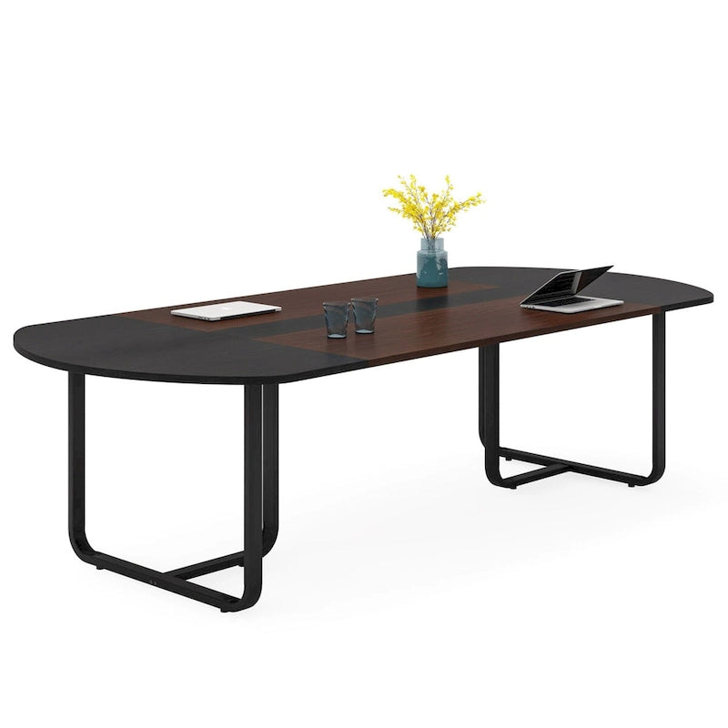 Table de salle à manger ovale moderne 70,86 avec planche de jonction, tables de cuisine incurvées pour 6 à 8 personnes-5