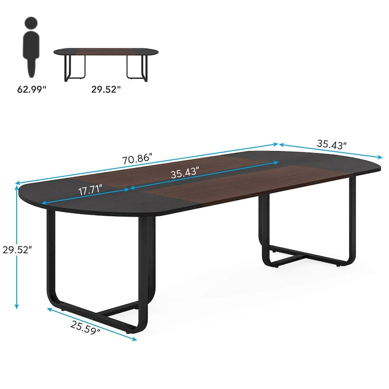 Table de salle à manger ovale moderne 70,86 avec planche de jonction, tables de cuisine incurvées pour 6 à 8 personnes-7