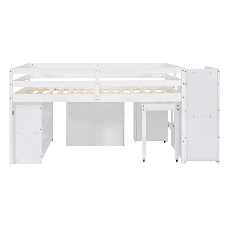 Lit mezzanine Nestfair pleine grandeur avec bureau escamotable et 3 tiroirs-6