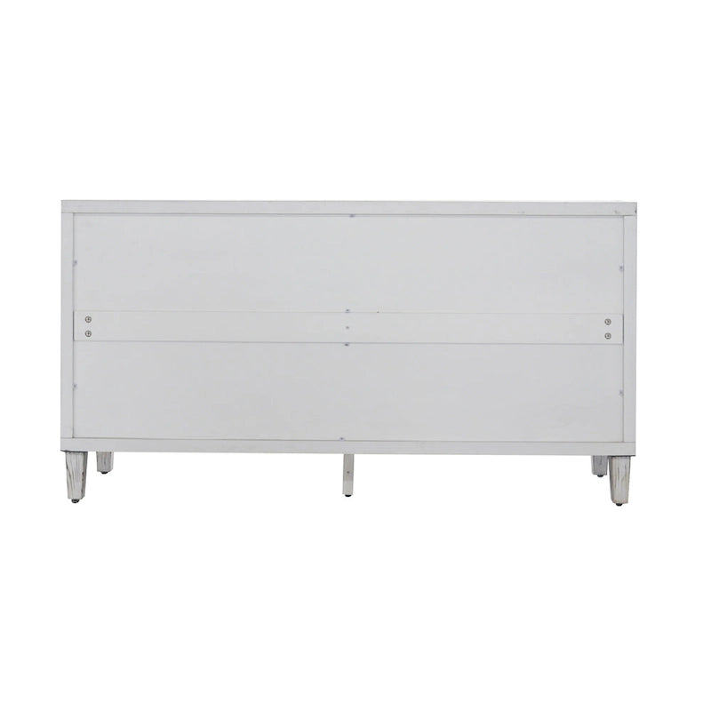Buffet/meuble de rangement d'appoint moderne en bois blanc délavé à 4 portes de 152 cm (60 po)-8