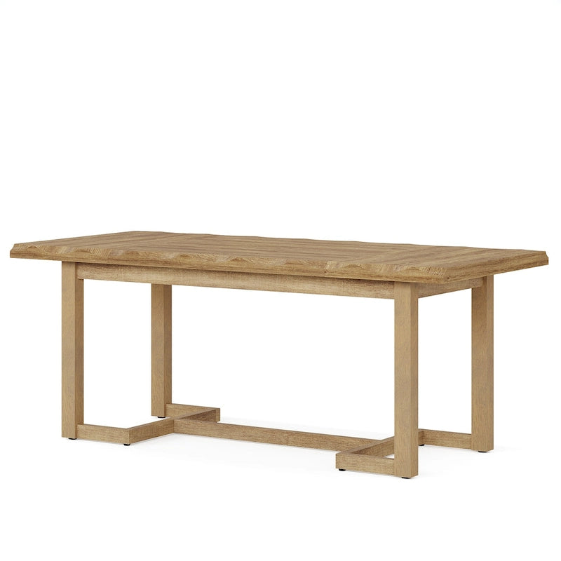 Bureau d'ordinateur rectangulaire en bois de 62,2 pouces avec pieds en bois massif-11