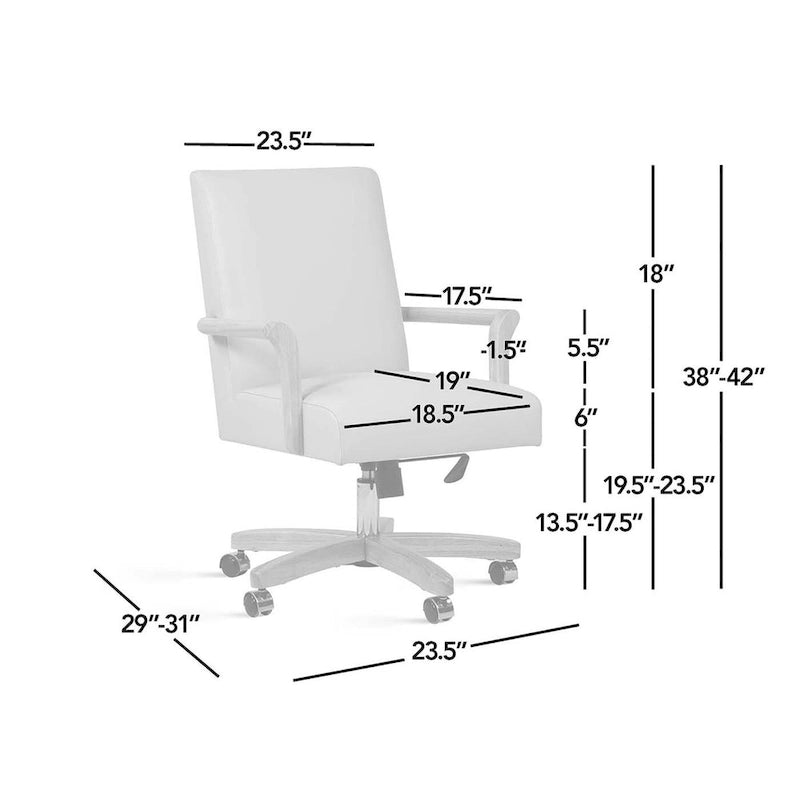 Chaise de bureau pivotante en cuir pleine fleur Dumont Modern Farmhouse-4