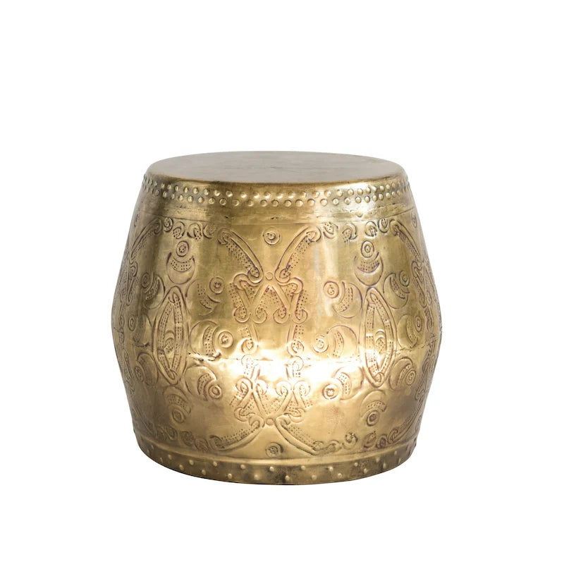 Table d'appoint en métal gaufré en forme de tambour-12