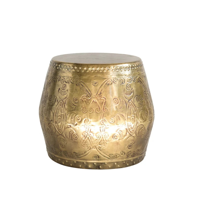Debossed Metal Drum Side Table