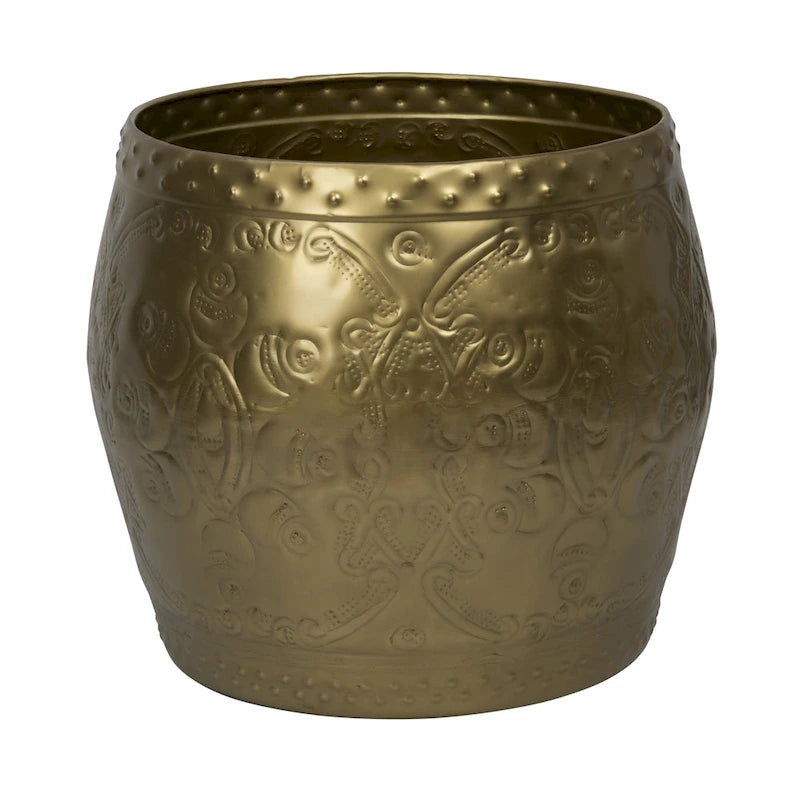 Table d'appoint en métal gaufré en forme de tambour-2