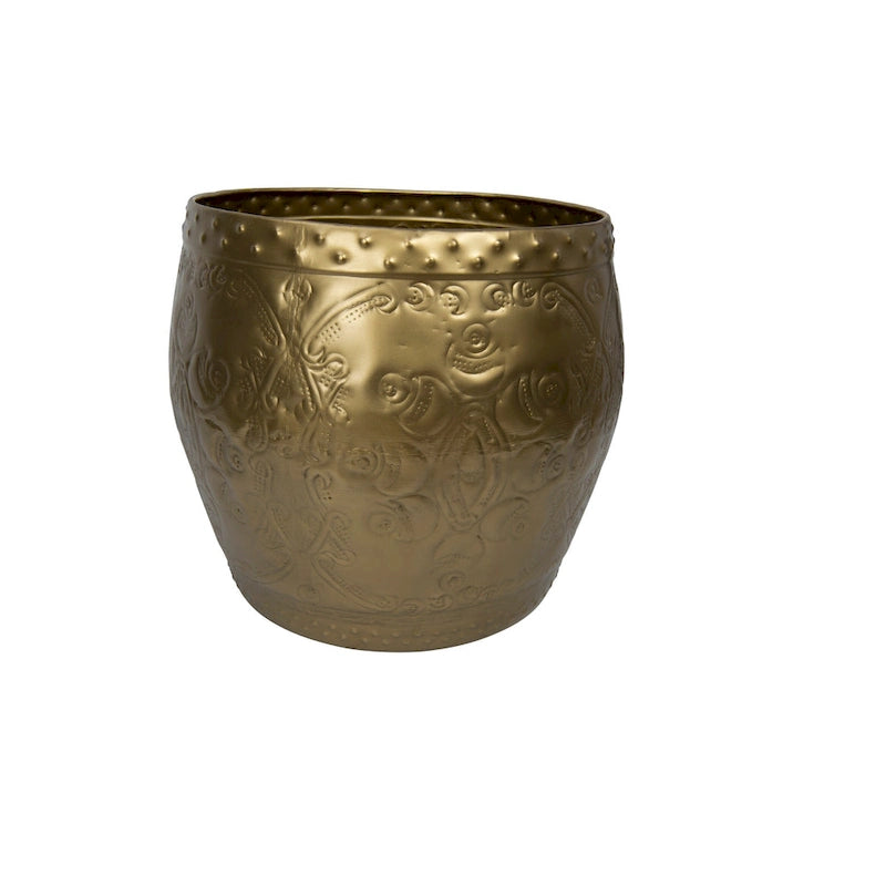 Table d'appoint en métal gaufré en forme de tambour-7