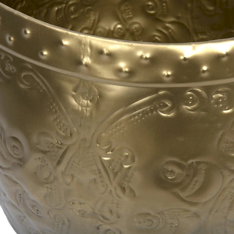 Table d'appoint en métal gaufré en forme de tambour-8