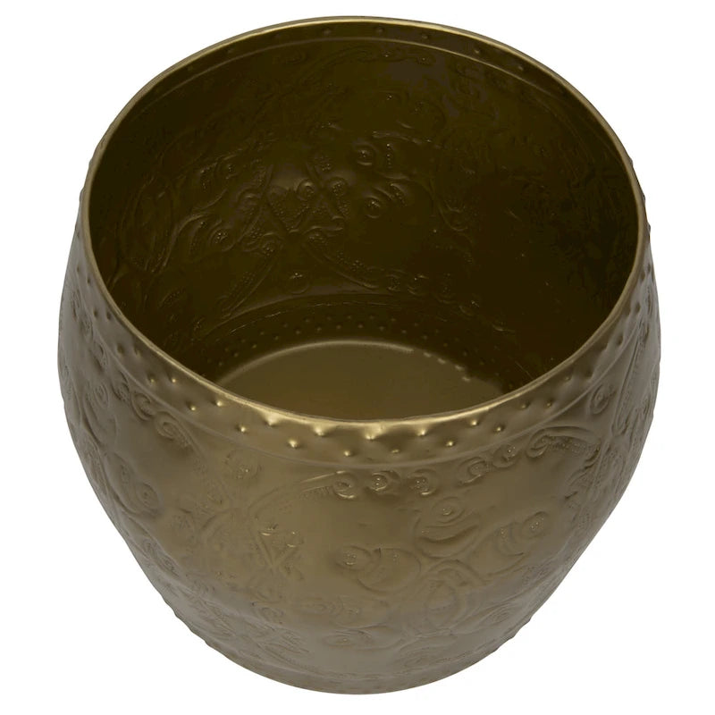 Table d'appoint en métal gaufré en forme de tambour-9