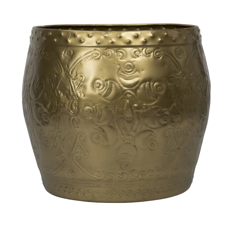 Table d'appoint en métal gaufré en forme de tambour-10