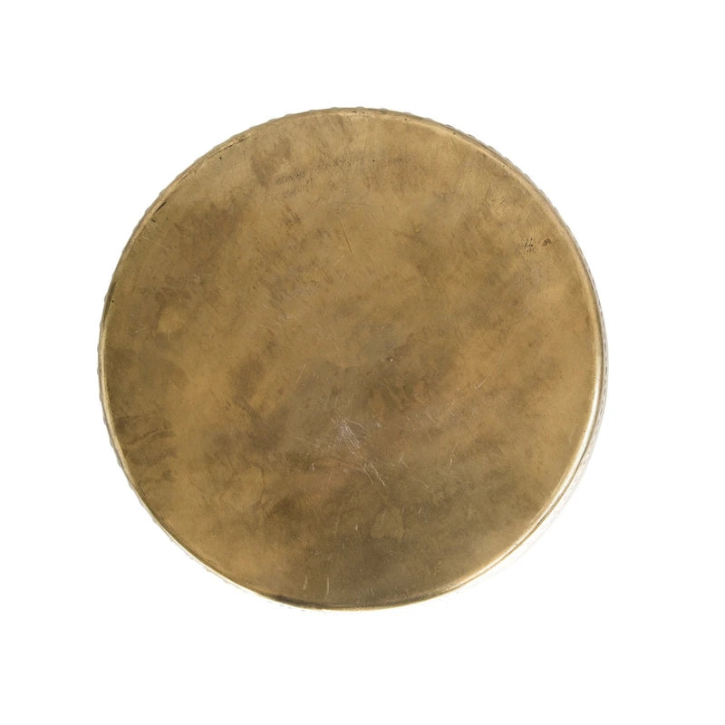 Table d'appoint en métal gaufré en forme de tambour-11