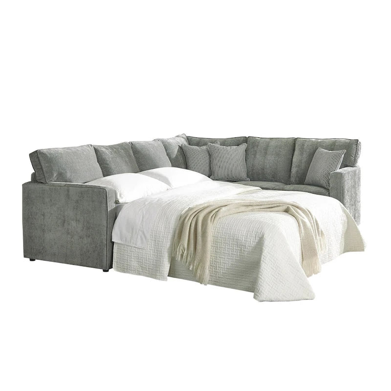 Canapé-lit d'angle Maddox gris avec matelas en mousse à mémoire de forme et gel Queen-3