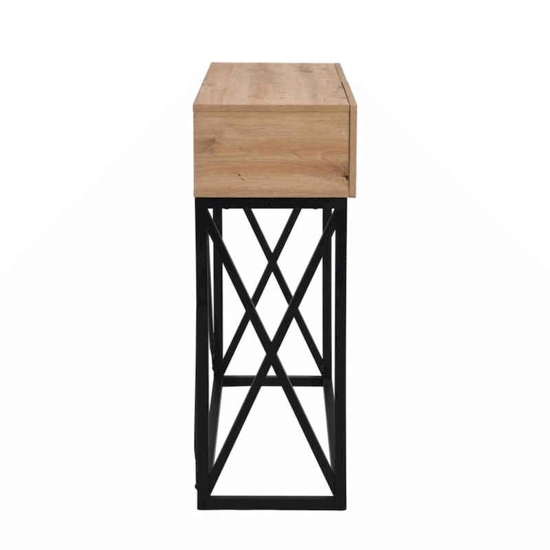 Table console de luxe en bois 43.31, style industriel, idéale pour une entrée ou un salon, avec deux tiroirs.-8