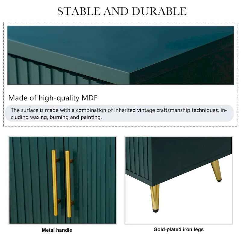 Meuble TV en bois avec armoire de rangement et étagères réglables, console multimédia pour salon ou chambre (bleu marine)-5