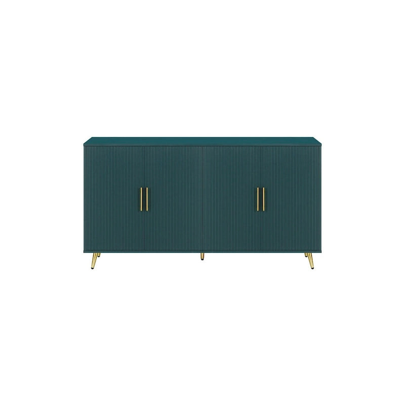 Meuble TV en bois avec armoire de rangement et étagères réglables, console multimédia pour salon ou chambre (bleu marine)-9