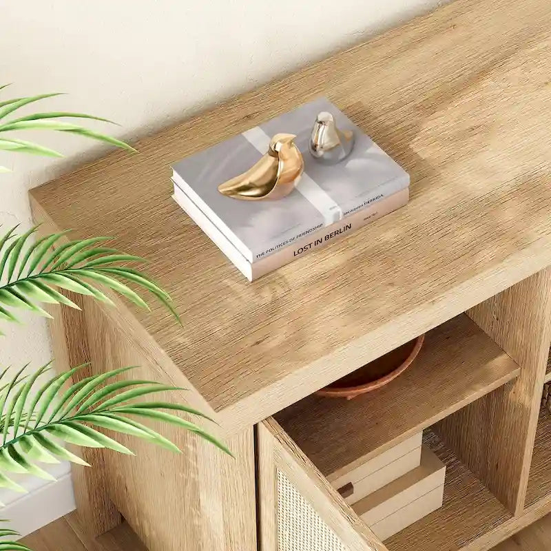 Meuble TV en rotin pour téléviseur 65/75 pouces-8