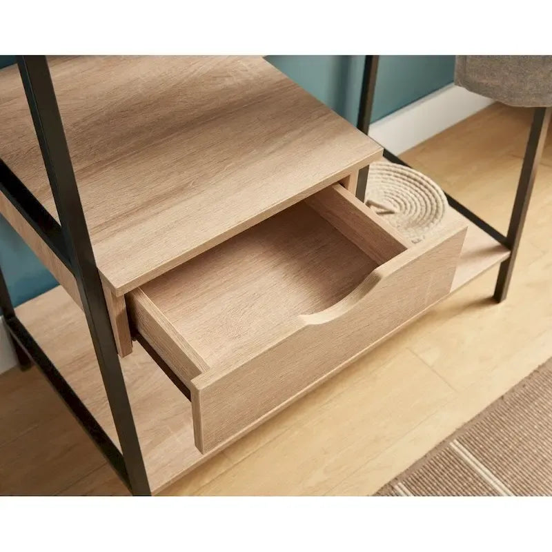 Penderie métallique ouverte autoportante avec un tiroir et une barre de suspension - Marron clair-3