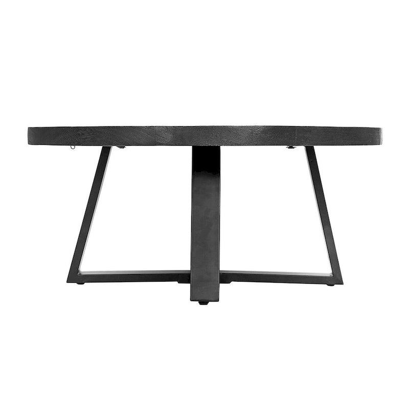 Table basse ronde Raj de 99 cm (39 pouces), piètement croisé, bois d'acacia noir, fer-2