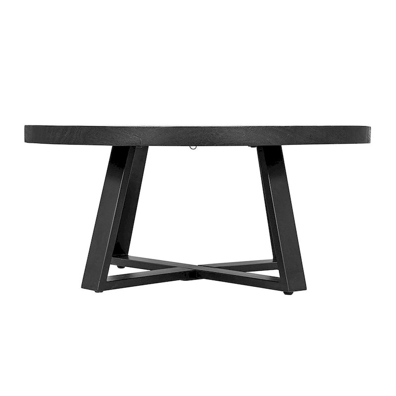 Table basse ronde Raj de 99 cm (39 pouces), piètement croisé, bois d'acacia noir, fer-3