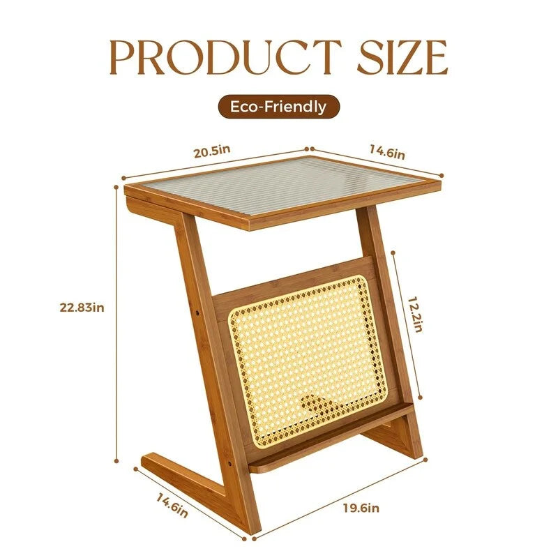 Table d'appoint moderne en forme de Z, style milieu du siècle - 35,5 cm (P) x 45,5 cm (L) x 56 cm (H)-3