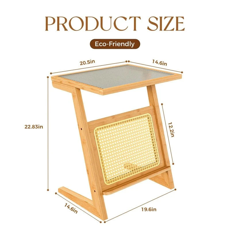 Table d'appoint moderne en forme de Z, style milieu du siècle - 35,5 cm (P) x 45,5 cm (L) x 56 cm (H)-4