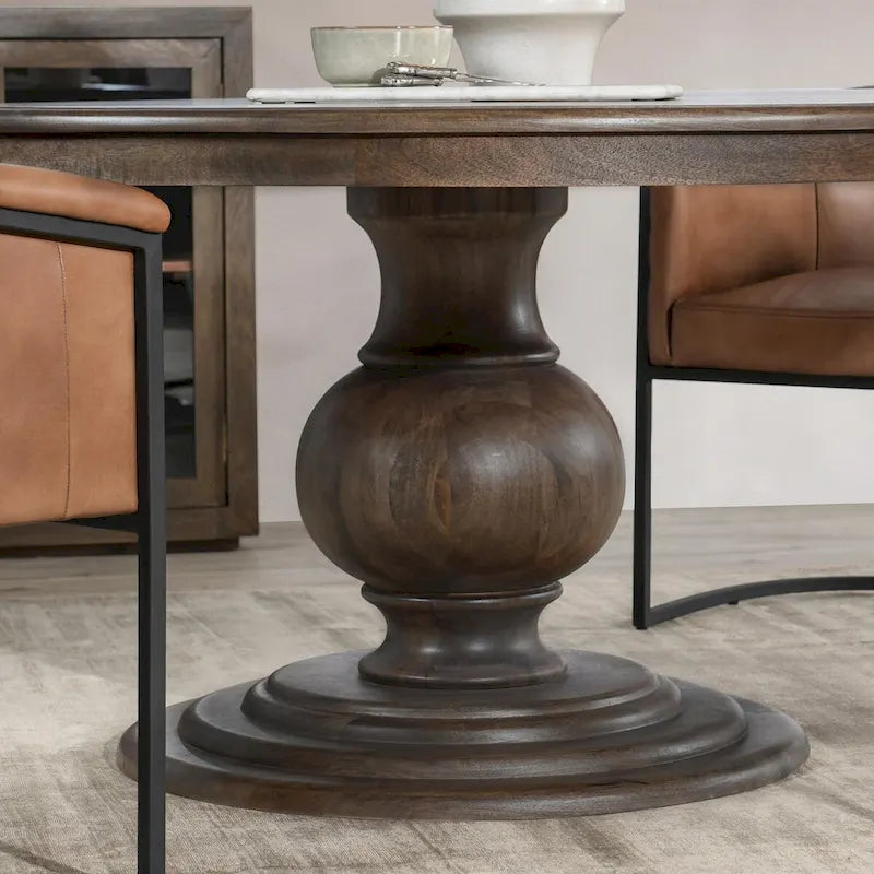Table de salle à manger ronde Classic Home Brookside 60, couleur marron cacao - 60 po L x 60 po P x 30 po H-3