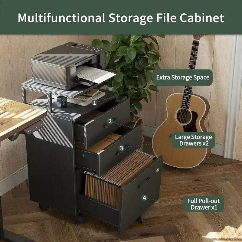 Classeur à roulettes à 3 tiroirs - 16 cm (P) x 76,5 cm (L) x 55 cm (H)-8