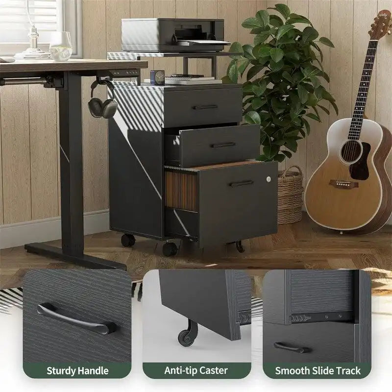 Classeur à roulettes à 3 tiroirs - 16 cm (P) x 76,5 cm (L) x 55 cm (H)-10