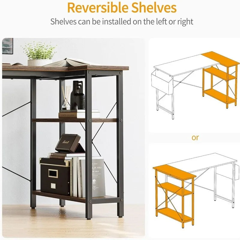 Bureau d'ordinateur en forme de L de 40 pouces-4