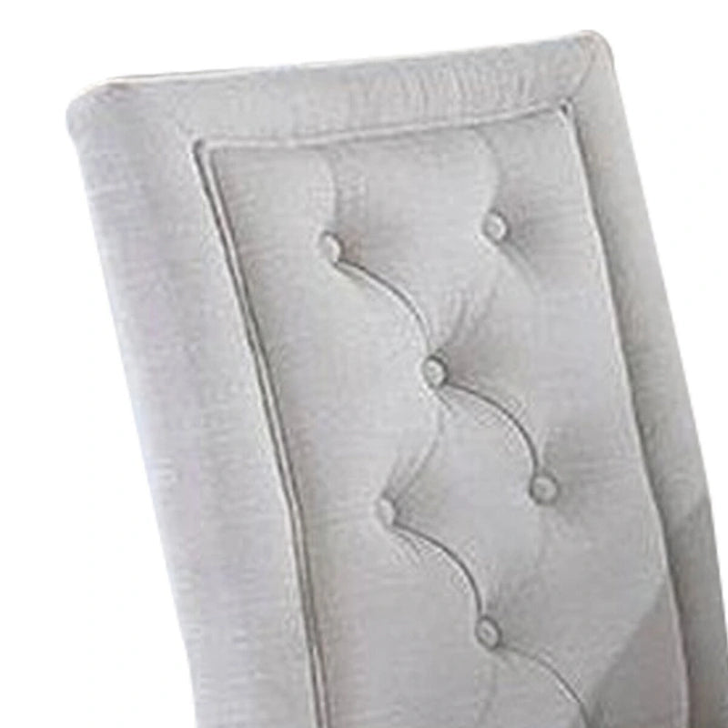 Chaise de salle à manger en bois de 66 cm (26 pouces) avec dossier rembourré capitonné, lot de 2, blanche-3