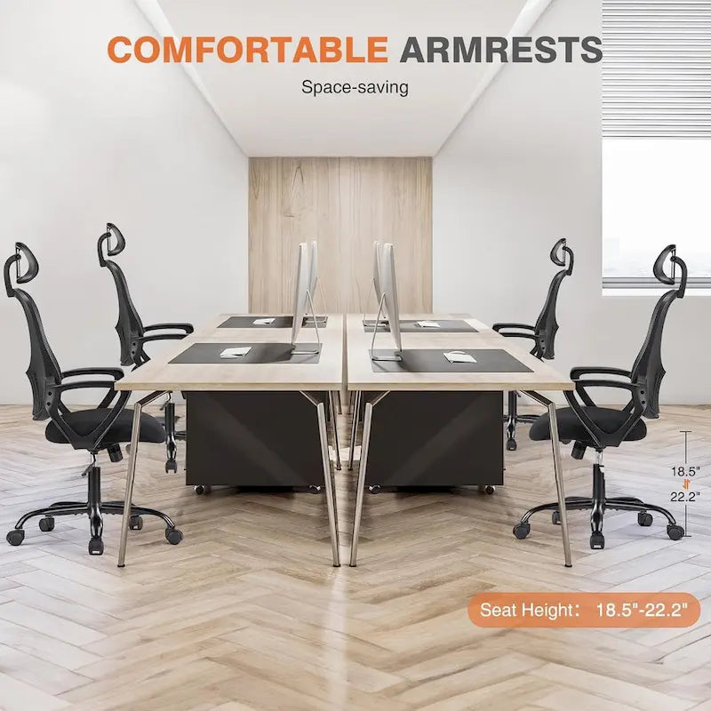 Chaise de bureau ergonomique, chaise de bureau à dossier haut avec appui-tête, chaise de bureau pivotante en maille pour ordinateur à domicile-8