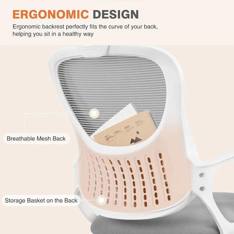 Chaise de bureau ergonomique, chaise de bureau à dossier haut avec appui-tête, chaise de bureau pivotante en maille pour ordinateur à domicile-12