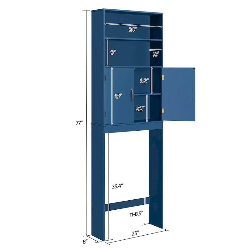 Organisateur de salle de bain Yaheetech à 2 étagères, à placer au-dessus des toilettes, avec double porte-11