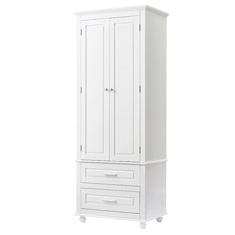 Armoire de rangement haute blanche à deux tiroirs pour cuisine, salle de bain ou bureau-3
