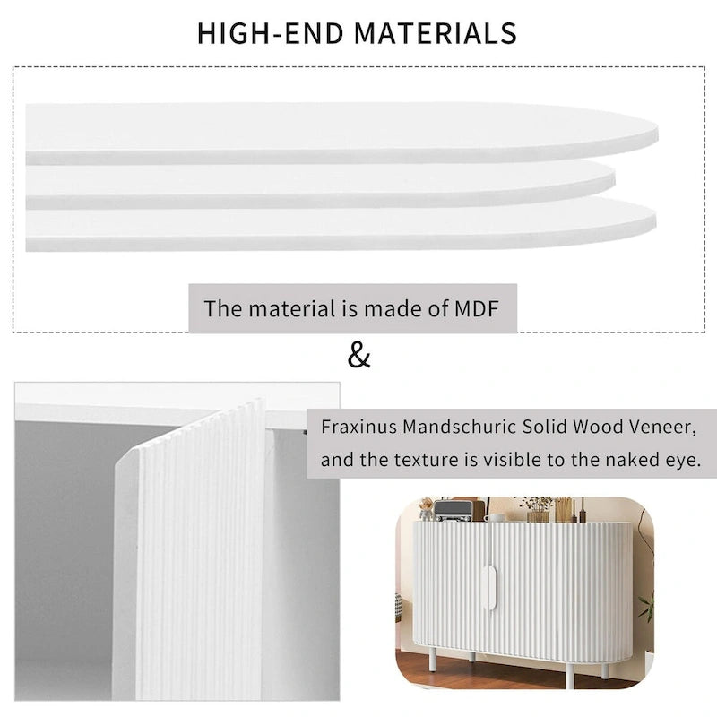 Buffet en MDF de haute qualité de 47,80 pouces avec étagères réglables - 47,80 x 16,50-5