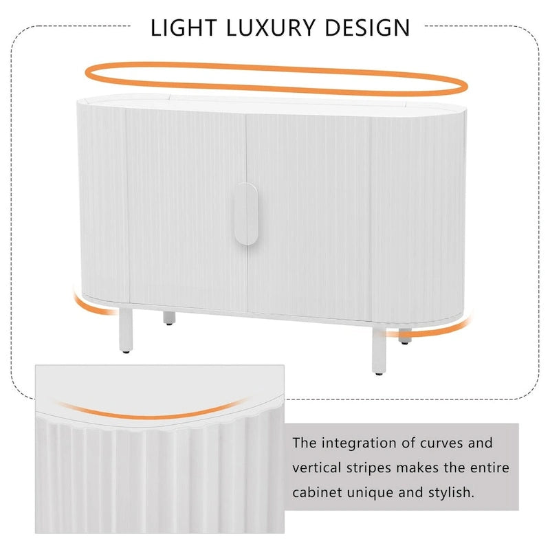 Buffet en MDF de haute qualité de 47,80 pouces avec étagères réglables - 47,80 x 16,50-6