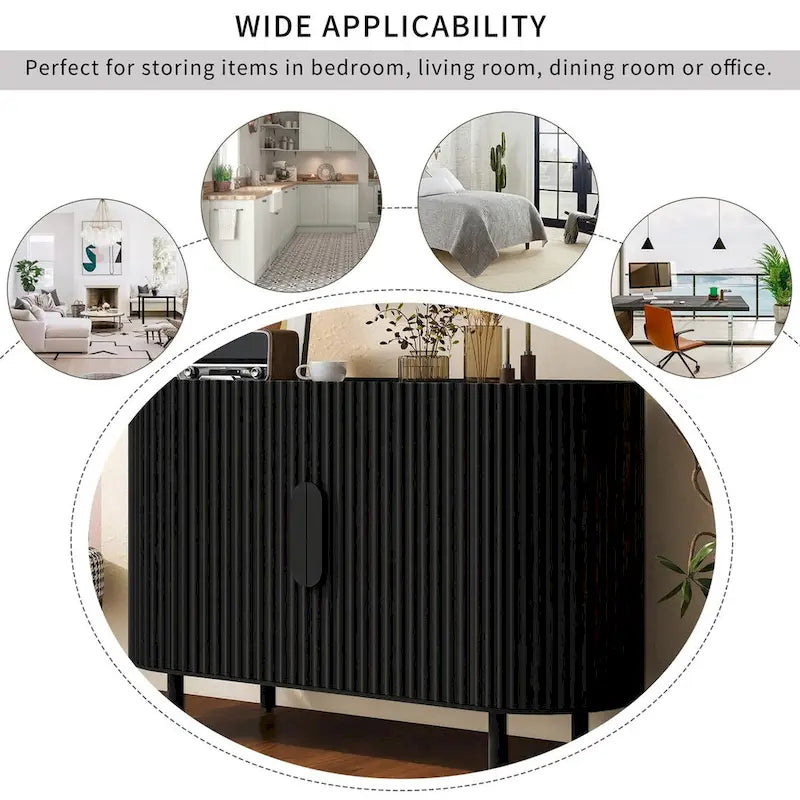 Buffet en MDF de haute qualité de 47,80 pouces avec étagères réglables - 47,80 x 16,50-22