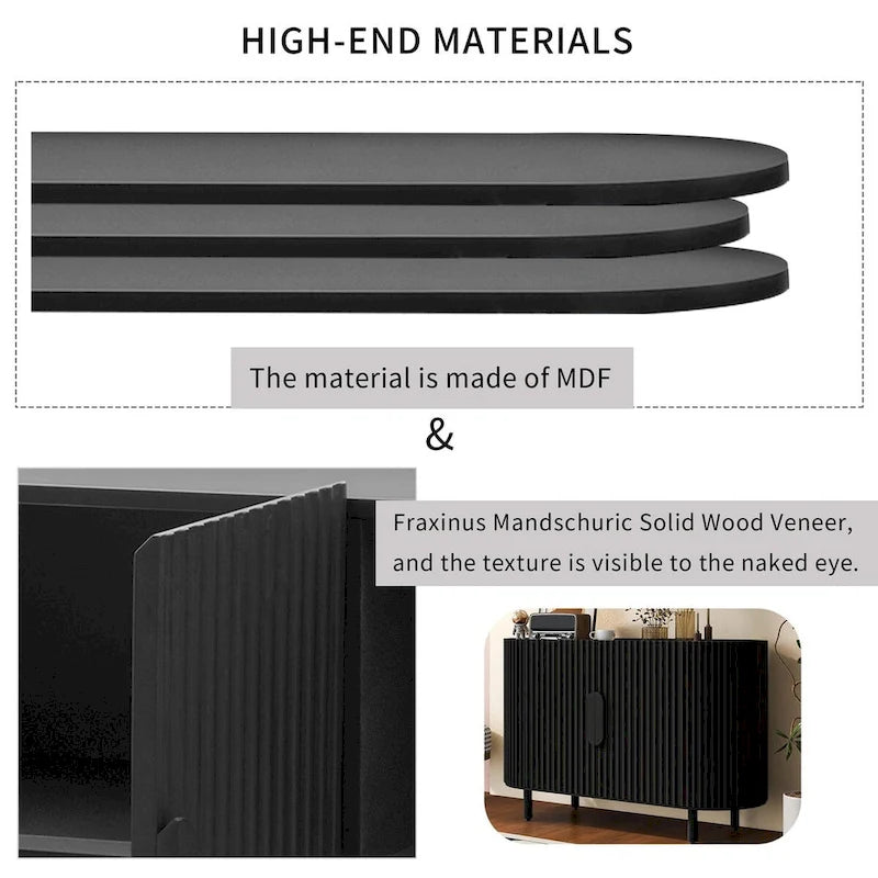 Buffet en MDF de haute qualité de 47,80 pouces avec étagères réglables - 47,80 x 16,50-24