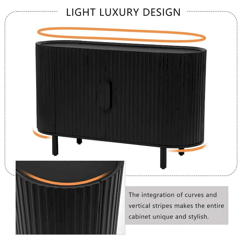 Buffet en MDF de haute qualité de 47,80 pouces avec étagères réglables - 47,80 x 16,50-25