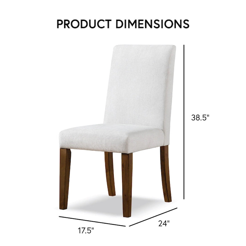 Chaises de salle à manger rembourrées en tissu ivoire rustique Drystan de Furniture of America (ensemble de 2)-2