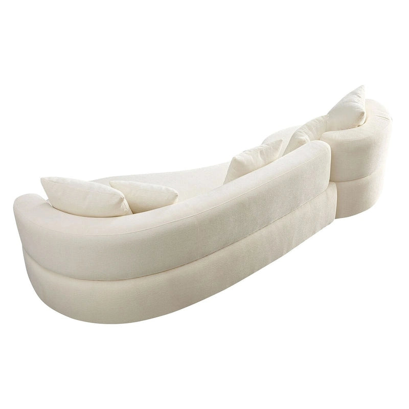 Canapé d'angle moderne 2 en 1 incurvé et pivotant à 360°, confortable, 4 places, recouvert de tissu.-14