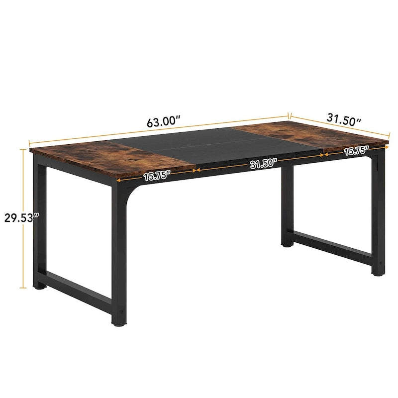 Table de salle à manger industrielle 63 pour 4 à 6 personnes, table de cuisine pour salle à manger - 63 cm L x 31,5 cm l x 29,53 cm H-2