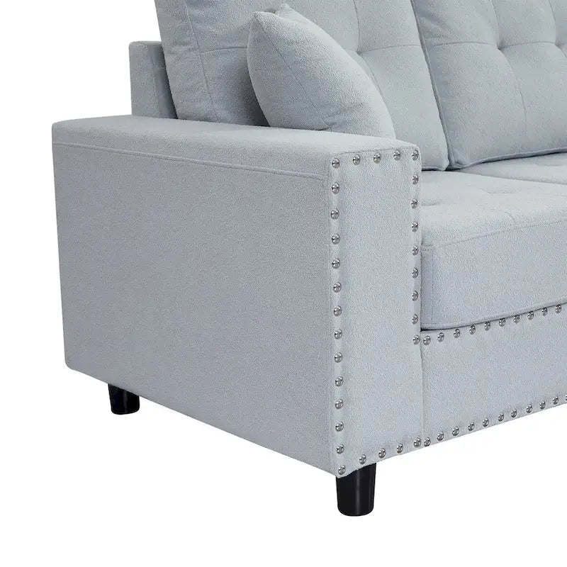 Canapé d'angle modulaire en lin Merax avec coussins-8