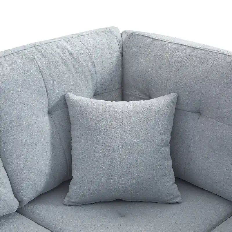 Canapé d'angle modulaire en lin Merax avec coussins-9