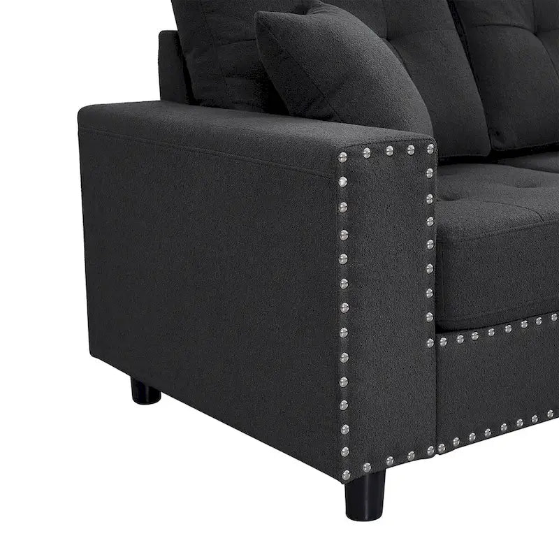 Canapé d'angle modulaire en lin Merax avec coussins-16