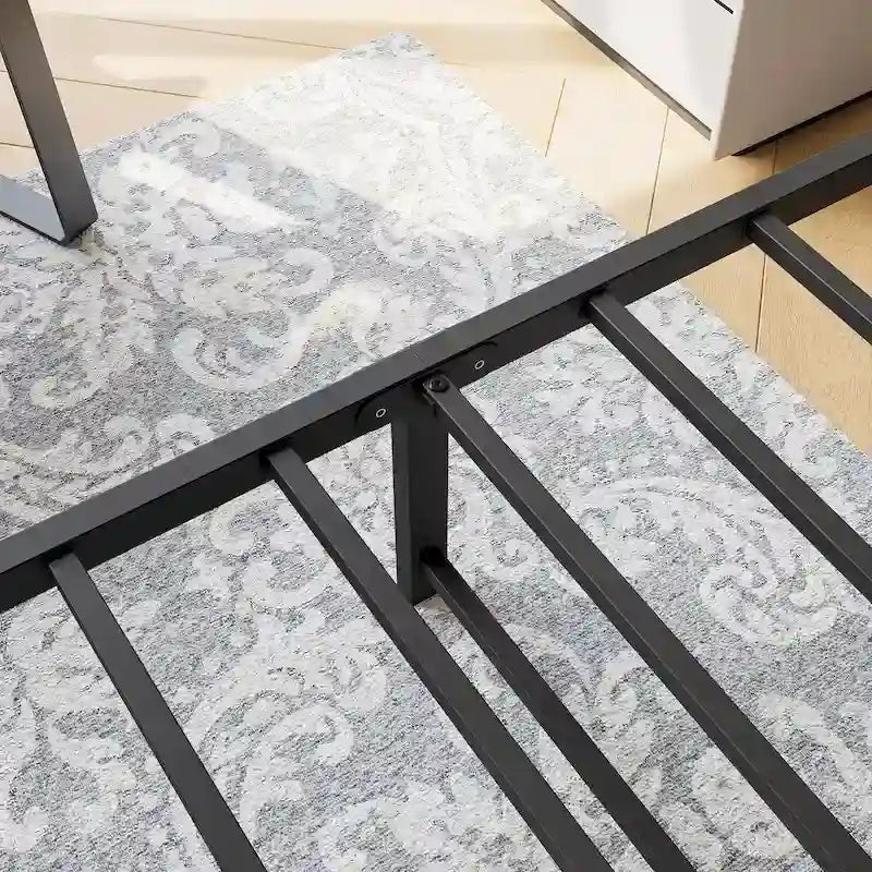 Cadre de lit plateforme avec tête de lit en bois, rangement sous le lit, antidérapant-10