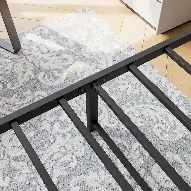 Cadre de lit plateforme avec tête de lit en bois, rangement sous le lit, antidérapant-4