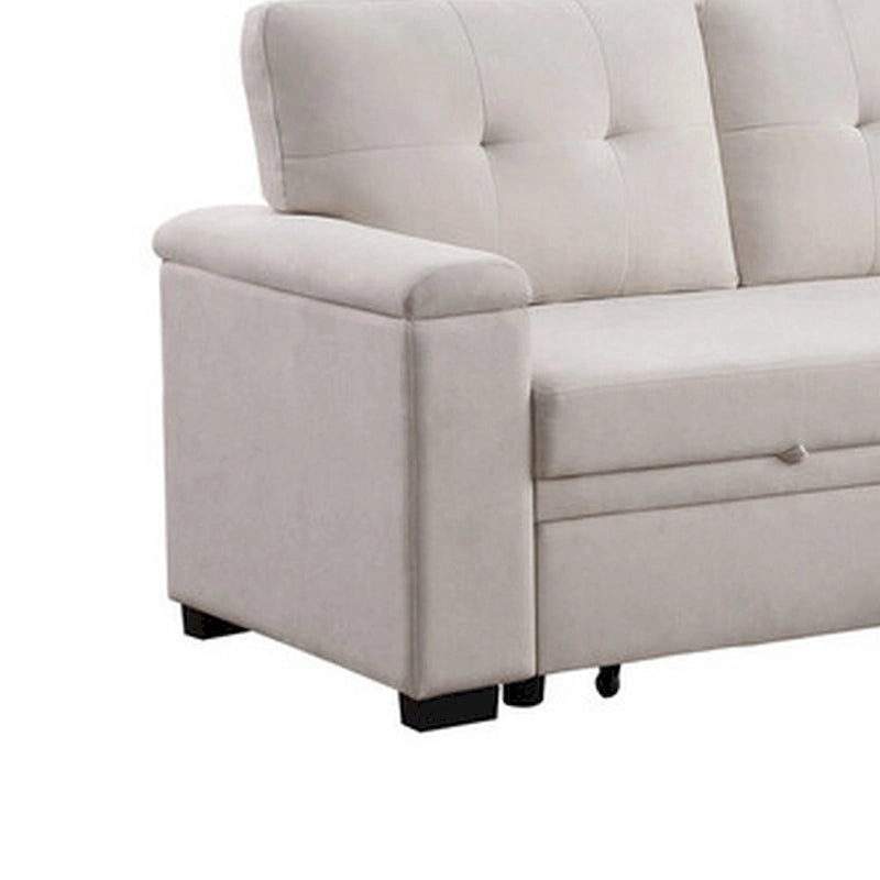 Canapé d'angle convertible réversible Lusy 85 pouces avec méridienne de rangement, beige-4