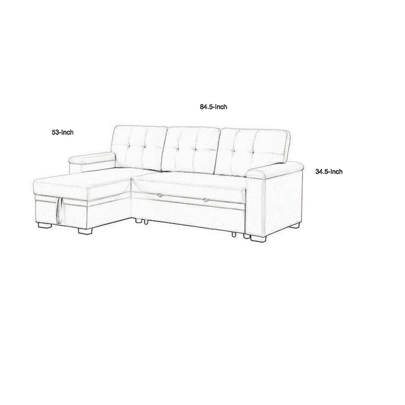 Canapé d'angle convertible réversible Lusy 85 pouces avec méridienne de rangement, beige-5